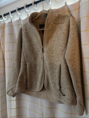 Woolrich Beige Cream Sherpa Zip Jacket